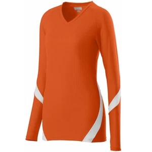 $34 NEW AUGUSTA M Jersey Top Girls Dig Orange/White Moisture Wicking V-Neck 1326 - Picture 1 of 4