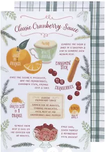 Now Designs Cranberry Sauce Recipe Plaid Cotton Tea Towels Set Of 2 NWT New - Picture 1 of 2