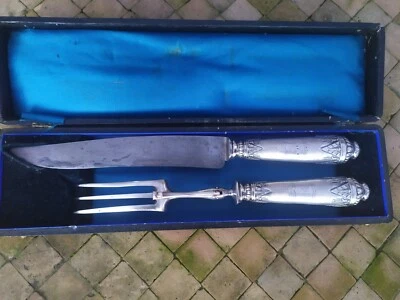  Service à Découper XIXème en Argent Massif Fourré Poinçon  Minerve Ancien . - Photo 1/4