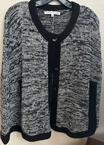 Trina Turk Black Grey White Alpaca Wool Cape Cardigan Sweater L Space Dyed Peru - Picture 1 of 17