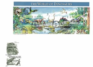 FDC # 3136 a-h World of Dinosaurs Pane of 8 ArtCraft Cover 1997 Large Format - Picture 1 of 3