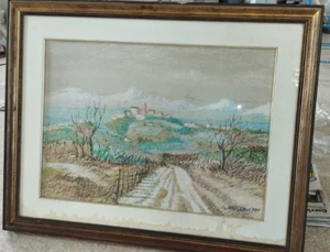 1985 - GIANCARLO NEGRINI - QUADRO CARBONCINO CORNICE 93X73 CM - SCORCIO MARCHE - Imagen 1 de 5
