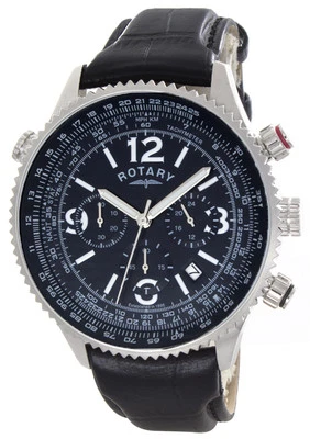 Rotary Mens Blue Dial Black Genuine Leather Strap Watch GB00323/04/L 45mm - Image 1 of 2