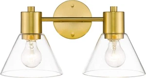 Gold Badezimmer Waschtischleuchten, 2 Leuchten Badezimmerleuchten mit Klarsicht - Bild 1 von 8