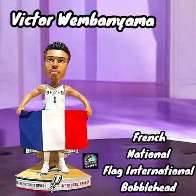 VICTOR WEMBANYAMA San Antonio Spurs "Bandera Nacional Francesa" NBA Bobblehead Foto 1 de 4