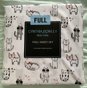Cynthia Rowley Cat’s Hearts Laken Set Größe Full Valentinstag Öko-Tex - Bild 1 von 3