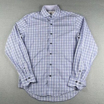 Lorenzo Uomo Shirt 15.5 Blue Check Trim Fit Button Up Long Sleeve Men - Image 1 of 4
