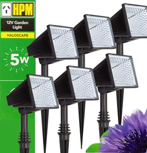 6 x HPM Geo Garden Flood Lights 12V 5W Low Voltage DIY Black Haloscape - Picture 1 of 4