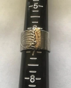 LEIGH LINTON LTD USA MODERN STERLING SILVER 18K GOLD RING BAND 6 1/2 Beautiful - Picture 1 of 6