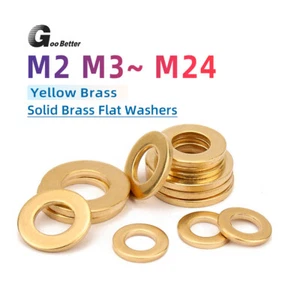 Solid Brass Flat Washers M2 M3 M4 M5 M6 M8 M10 M12 ~ M24 Thickening Shim Washers - Picture 1 of 92