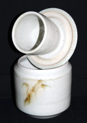 Artisan Signed Studio Art Handmade Large French Butter Keeper Neutral Colors-WRC - Image 1 of 4