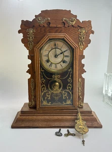 Antico Waterbury Clock Co. per ricambi o restauro con chiavi 20" orologio antico - Foto 1 di 15