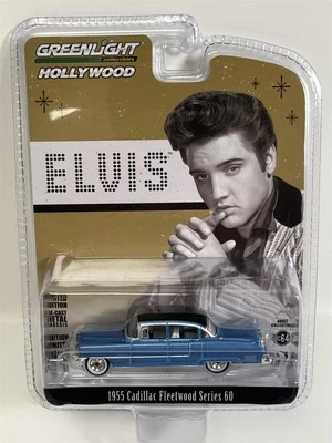 Elvis 1955 Cadillac Fleetwood Serie 60 Blu 1:64 Scala Greenlight 44760A - Immagine 1 di 4