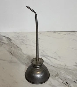 Vintage Small MINI 5" Tall THUMB PUMP Oiler Oil Can Silver Tone - Picture 1 of 12