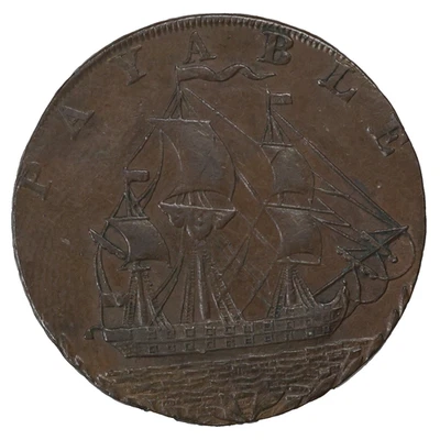 1794 England Portsea Hampshire Sargento's Halfpenny Conder Token - Imagem 1 de 2