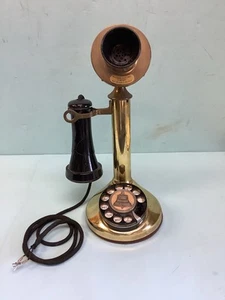 Brass Candlestick Telephone Rotary Dial Western Electric 12 3/4” Tall - Bild 1 von 11