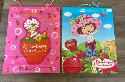 Bolsa de regalo Strawberry Shortcake lote de 2 bolsas grandes rosa azul tots 2004 Foto 1 de 4