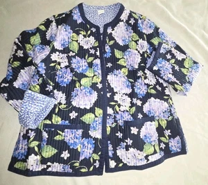 Appleseeds Reversible Quilted Floral Jacket Buttons Long Sleeved Women’s Sz 1X - Picture 1 of 13