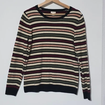 J. Crew Striped Glitter Knit Sweater Long Sleeve Crew Neck Women's Size M - Image 1 of 4