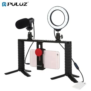 PULUZ 4 en 1 Vlogging 4,7" LED Ring Light Vidéo Rig Poignée Stabilisateur avec MIC - Photo 1 sur 12