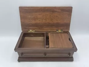 VINTAGE 60er SARG MECHANISCHE SPIELUHR ZIGARETTENHOLZSCHACHTEL SPIELT "TODESMARSCH" - Bild 1 von 13