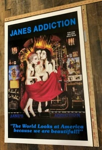 VINTAGE POSTER Janes Addiction The World Looks At America Grunge 1990's Iconic - Picture 1 of 2