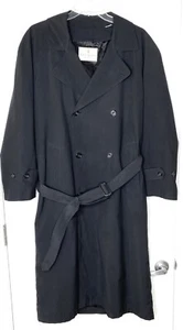 BILL BLASS Belted Wool Blend Fleece Zip Double Breasted Long Trench Coat 38 R - Picture 1 of 9