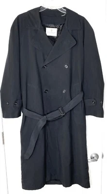 BILL BLASS Belted Wool Blend Fleece Zip Double Breasted Long Trench Coat 38 R M - Image 1 of 4