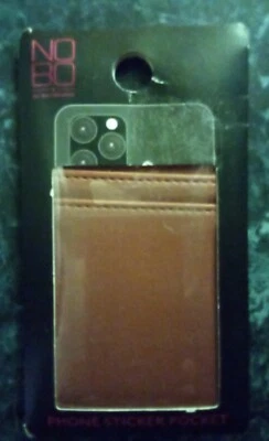 Brown Credit Card Holder Cell Phone Wallet Pocket Sticker Adhesive New Free Ship - Image 1 of 2