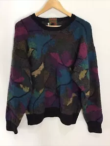 Boston Traders Knitted By Hand Pure Wool Multicolor Sweater Men’s Size M - Picture 1 of 6