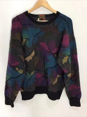 Boston Traders Knitted By Hand Pure Wool Multicolor Sweater Men’s Size M - Image 1 of 4