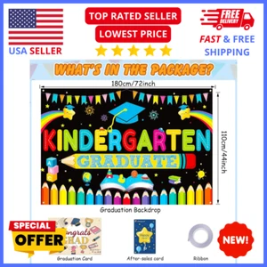 Large 72x44 Inch Kindergarten Graduation Backdrop Kindergarten Graduation Banner - Picture 1 of 7