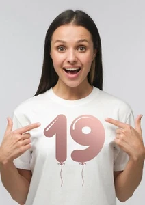 19th Birthday Rose Gold Balloons T-Shirt - 19th Birthday Tee | Celebration Party - Picture 1 of 3