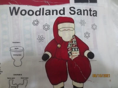 New Woodland Santa Christmas Doll Ready To Sew Cotton Fabric Panel  - Image 1 of 3