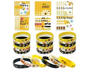 Bee Bracelet Silicone Honey Bee Theme Party Favor Bee Birthday- Valentines Favor - Picture 1 of 5