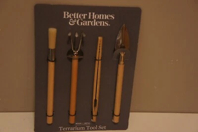 Better Homes & Gardens Terrarium Tool Set Wood Metal Rake Shovel Brush Tweezers - Image 1 of 4