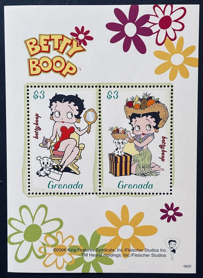 GRENADA BETTY BOOP STAMPS SHEET OF 2 MNH 2006 COMICS ANIMATED CARTOON CHARACTER - Image 1 of 1