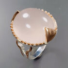Natural 24ct+ &#160;Not Enhanced Rose Quartz Ring 925 Sterling Silver Size 9 /R325522