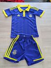 2014 Ukraine Away Football Kit Adidas Blue/Yellow Age 4-5 yrs Kids Euro 24 Euros