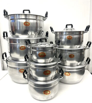 Aluminum Cooking Pot 9 Set (16/32cm) Imported - Made In Thailand - Image 1 of 3
