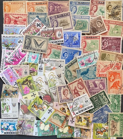 SARAWAK/North Borneo-  Packet with 60 different stamps Cover