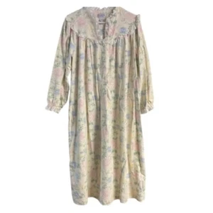 Vintage Lanz of Salzburg Long Sleeve Cotton Flannel Nightgown Eyelet Trim, Sz. M - Picture 1 of 9