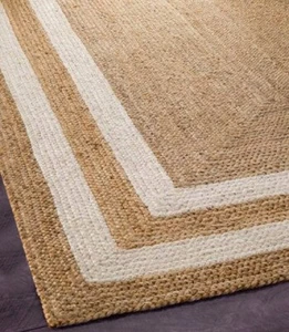 Hand Made Contemporary Natural Tan Braided Jute Area Rug Indian Floor Carpet - Picture 1 of 4