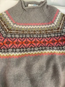 Mini Boden Fair Isle Funnel Neck Sweater Yellow Multi Size 10 - Picture 1 of 8