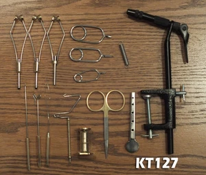 15 Pc Fly Tying Kit - Super AA Vise Ceramic Bobbins & Premium Scissors - KT127 - Picture 1 of 1
