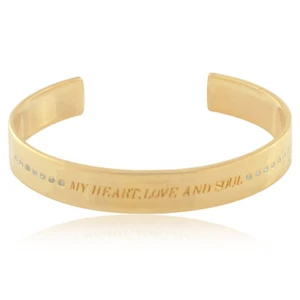 Personalized Cuff Bracelet Gold Vermeil 925 Silver Diamond Pave Bangle Jewelry - Picture 1 of 5