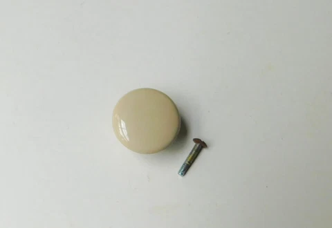 #2 Vintage Round Ceramic Porcelain Cabinet Drawer Knob Japan Tan Beige 1 ½" Cover