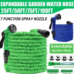 Erweiterbarer erweiterbarer flexibler Garten-Wasserschlauch mit Sprühdüse 25, 50, 75, 100 Fuß - Bild 1 von 8