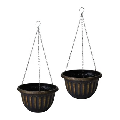 Blumenampel Nessa antik 2er-Set Blumentopf hängend Kunststoff HTI-Living - Bild 1 von 2