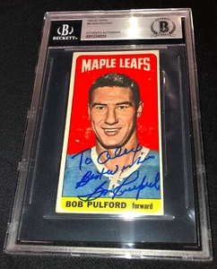 BOB PULFORD SIGNED 1964-65 TOPPS #60 MAPLE LEAFS CARD BECKETT 00012349555 - Picture 1 of 2